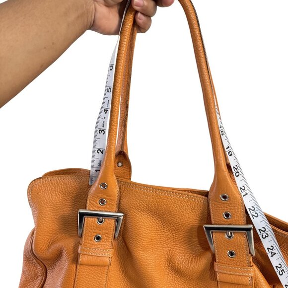 Suarez Women's Orange Leather Silver Hardware Tote/Shoulder Bag - Picture 8 of 11
